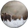 NIBABAEU Copertura per ruota di scorta, cinghiale suino su foresta invernale, impermeabile, antipolvere, per pneumatici da 35,5 cm