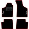QUEMAR Tappetini Auto per Renault Twingo I, Bordo Rosso, 2 Ricami | 1993-2007 / Kit Tappeti Moquette e Gomma su Misura / Set 2 Anteriori + 2 Posteriori / Ricami e Colori Personalizzati