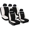 Lupex Shop Copri-sedili Auto Compatibili Panda Seconda Serie (mod.169) Versione Intera | Nero Bianco | Set Copri-Sedile Anteriori e Posteriori | Logo Ricamato | Accessori Auto