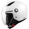 Generico Casco MPH Moto Demi Jet Scooter Star Bianco Lucido Visiera Lunga White Gloss Taglia M