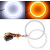 Qasim 1 coppia di LED COB Fari Angel Eyes 110MM 4014 132SMD Bianco+Amber Switchback Anello Halo Occhi d'Angelo Universale per Auto Moto per DRL Faro Fendinebbia DC12V