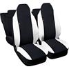 Lupex Shop Coprisedili auto compatibili con Smart ForFour, Made in Italy, tessuto poliestere, set sedili completi anteriori e posteriori (Nero - Bianco)