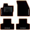 QUEMAR Tappetini Auto compatibili con Range Rover Evoque I 2011-2019/ Kit Tappeti Moquette e Gomma su Misura (Set 2 Anteriori +2 Posteriori)/ Ricami e Colori Personalizzati (Bordo Arancio, 4 Ricami)