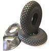 Rolko Sedie a rotelle Pneumatici Set di 2X 4.00-5 Nero + 2 Tubo Angolo valvola Pneumatico Blocco Forte Profilo Stabile 4 PR