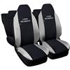 Rebeca Shop Copri-sedili Auto Compatibili per Aygo | Made In Italy | Set Coprisedili Anteriori e Posteriori | Logo Ricamato | Airbag Compatibile | Interni (Nero/Grigio Chiaro)