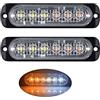 PICAA 2pz Ultra Thin 6LED Luci di Emergenza bianco e giallo Hazard Lampeggiante Luce Stroboscopica Luce Universale per 12-24V Car Truck Trailer Camper Moto Furgone