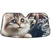 ODAWA Parasole per parabrezza auto con simpatico gatto che guida auto, scudo solare 140 x 70 cm, blocca i raggi UV e mantiene il veicolo fresco