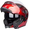 Oubaiya Casco per motociclette a viso pieno, coperchio ribaltabile, casco modulare per motociclette con doppi parasole, per uomini e donne adulti approvato dalla ECE (Rosso, XL)