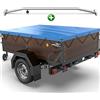 Tarpofix® Telo per rimorchio auto 150 x 115 x 7,5 cm + 1x Staffa per telone (regolabile 100-145 cm) - Copri rimorchio in materiale PVC - Telo PVC per vari rimorchi auto da 350kg & 500kg