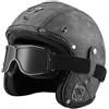 EBAYIN Casco vintage retrò Scooter Casco jet ciclomotore Casco mezzo casco in pelle 3/4 con visiera Casco aperto per uomo e donna Certificazione DOT ECE,D-XXL(63~64cm)
