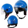 A-Pro Casco Jet Scooter Moto Omologato ECE 22-06 Doppia Visiera Parasole Blu L