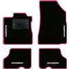 QUEMAR Tappetini Auto per Dacia Sandero, Bordo Rosa, 4 Ricami | anche Stepway / 2012-2020 / Kit Tappeti Moquette e Gomma su Misura / Set 2 Anteriori +2 Post./ Ricami e Colori Personalizzati