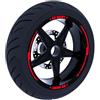 DualColorStampe Adesivi compatibili con Booster Spirit Set Completo di Cerchi Strisce per Moto per 2 Ruote da 10'' pollici strips Design Sportivo COD.D0110 (ROSSO FLUORESCENTE)