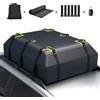 COSTWAY Borsa da Tetto per Auto Impermeabile 21Cu.Ft/595L, Box Tetto Universale con Tappetino Antiscivolo+ 14 Cinghie+ 6 Ganci, Sacca per Auto con/senza Barre Portapacchi(Nero)