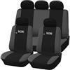 Susy Shop Coprisedili auto universali Made in Italy - Racing - schienali posteriori con 2 zip - airbag compatibili (Nero/Grigio scuro AP)