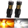 Qasim 2PCS 7443 W21/5W Led Lampade 12V per auto Switchback Bianco e ambra a doppio colore LED per auto Luci di marcia diurna
