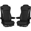 Generisch Coprisedili per camion Mercedes Actros MP4 MP5 con sedile passeggero pieghevole (nero con cuciture nere)