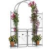 COSTWAY Arco da Giardino 220 cm, Pergolato con Cancello, Ripiani per Piante, Graticci per Rampicanti, Arco in Metallo per Piante Rampicanti da Esterno, Decorazione per Matrimoni e Cerimonie