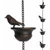 Vhjlfig Catena Pioggia | Gocciolatoi Decorativi con Sonagli,Catena Decorativa con Uccelli Sostitutiva Grondaie per Esterni, Cortile e Spazi Verdi