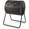 COSTWAY Compostiera da Giardino, Contenitore per Compostaggio 142 L con Doppia Camera, 2 Porte Bloccabili, Compostatore a Rotazione a 360° per Rifiuti da Giardino, Cucina, Cortile e Fattoria (Nero)
