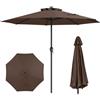 COSTWAY Ombrellone da Giardino 260 cm, Ombrellone con Manovella e 8 Stecche, Tettuccio Ventilato, per Cortile Piscina Giardino (Marrone, 260 cm 8 Stecche)