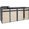Mendler Set 4x copribidoni box spazzatura rifiuti HWC-J82 80x264x117cm acciaio inox antracite faggio