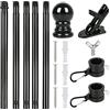 IGTOPS Asta per bandiera in alluminio, 180 cm, in acciaio inox, con supporto per anelli girevoli, asta per bandiera da parete, accessorio per casa, giardino, balcone, asta resistente in acciaio inox (nero)