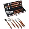 Ompagrill Set Kit Accessori 5 pz griglia Barbecue BBQ Attrezzi Inox Legno con Valigetta