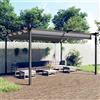 Homgoday Gazebo con pergola allungabile con tetto apribile, gazebo da giardino, tetto per terrazze, copertura UV, per giardino, 4 x 3 m, antracite