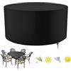 FYHDSH Copertura Tavolo Esterno Rotondo, Copertura per Mobili da Giardino, Copritavolo da giardino, 420D Oxford Coperture Arredo Antivento Antipolvere, per mobili rotondi da esterno(Φ180×H90cm)- Nero