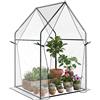 Outsunny Mini Serra da Giardino Verticale, Serra da Balcone con 2 Porte Avvolgibili e Copertura in PE 90x90x145cm, Trasparente