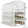 Outsunny Serra da Giardino con Scaffali a 2 Livelli e Porta Avvolgibile, Serra per Orto con Struttura in Acciaio, Copertura in PE Anti-UV, per Orto Verdure Fiori Piante, 123x187x189 cm, Bianco