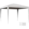 Outsunny Gazebo da Giardino 3x3 m con 4 Fori di Drenaggio, Corde e Viti, Gazebo da Esterno in Acciaio e PE, Protezione UV, per Giardino, Feste, Campeggio, Matrimoni e Mercati, Bianco