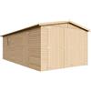 TIMBELA Garage in legno naturale A222x616x324 cm/18 m2- Magazzino esterno con finestre - Capanno da giardino - per auto, bici, deposito attrezzi e rimessa - TIMBELA M102