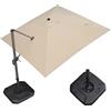 PURPLE LEAF Ombrellone da Giardino 3 x 3 m con Base per Ombrelloni, Ombrelloni da Esterno in Alluminio e Tela Protezione UV 50+ con Rotazione di 360° e 5 Posizioni Inclinabili, Beige