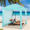RELAX4LIFE Tenda da Spiaggia Pieghevole/Gazebo183 x 183 cm con Borsa, Parete Laterale Staccabile e 8 Sacchetti di Sabbia, Tenda Portatile per il Sole all'Aperto per Mare, Campeggio e Picnic (VERDE)