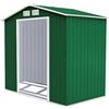 COSTWAY Casetta da Giardino 2,37㎡, Capanno da Esterno in Lamiera Zincata Resistente alle Intemperie con Base, Porte Scorrevoli, Maniglie, Sfoghi e Tettoia, 213 x 127 x 185 cm (Verde Scuro)