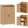 Outsunny Armadio da Giardino in Legno di Abete con Piano di Lavoro Zincato, Casetta Attrezzi Giardino con Ripiano Interno e Due Ante a Persiana, per Terrazza Patio, 65.5x40x98.5 cm, Giallo