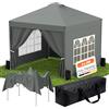 Huracan Gazebo esterno resistente con pareti laterali e sacchi di sabbia, 3 x 3 m, impermeabile, stabile, regolazione dell'altezza, protezione UV, tenda pieghevole con borsa
