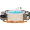 Homgoday Bordo vasca idromassaggio Legno Acacia e rattan sintetico Grigio