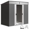 Outsunny Casetta da Giardino 2m² in Acciaio Zincato con Prese d'Aria, Capanno da Giardino con Finestre Trasparente, Tetto Inclinato, Porta Scorrevole Bloccabile, 2 Ganci, Grigio Scuro