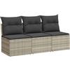 vidaXL Divano da Giardino con Cuscini 3 Posti Grigio Chiaro Polyrattan