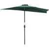 Outsunny Ombrellone Semicircolare da Parete 2.7x2.4 m per Giardino con Apertura a Manovella in Poliestere, Verde