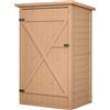Outsunny Casetta da Giardino in Legno con Tetto Impermeabile, Armadio Porta Attrezzi da Esterno con 2 Mensole, 75x56x115cm, Colore Legno