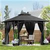 Devoko Gazebo Esterno Resistente 3.3x3.3 m con 4 Vasi per Fiori - Gazebo da Giardino in a Doppio Tetto Aerato, Struttura Fogliata, Tende Rimuovibili, Protezione UV & Impermeabile per Esterno