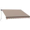 SONGMICS Tenda da Sole a Bracci Articolati, Tenda con Manovella, Parasole per Balcone, UPF 50+, Lega di Alluminio, Regolabile, 300 x 250 cm, Marrone Giallastro GSA306KZ01