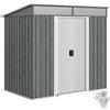 Outsunny Casetta da Giardino 2m² in Acciaio Zincato con Prese d'Aria, Capanno da Giardino con Finestre Trasparente, Tetto Inclinato, Porta Scorrevole Bloccabile, 2 Ganci, Grigio Chiaro