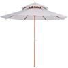 Outsunny Ombrellone Doppio 2.7x2.7 m con Meccanismo a Manovella, in Legno, Bambù e Poliestere, Bianco