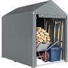 Outsunny Garage Moto per Esterno Portaoggetti Anti UV con Ingresso a Zip, Tenda Garage per Biciclette e Attrezzi in Metallo Zincato e Tessuto PE, 120x179x165 cm, Grigio Scuro