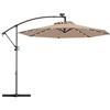RELAX4LIFE Ombrellone da Giardino 3x3M con 32 Luci LED, Rotazione a 360° e Inclinazione Regolabile, Ombrellone da Balcone per Giardino Terrazzo e Patio (Caffè)